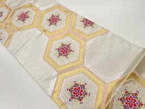 亀甲に華紋模様織出し袋帯